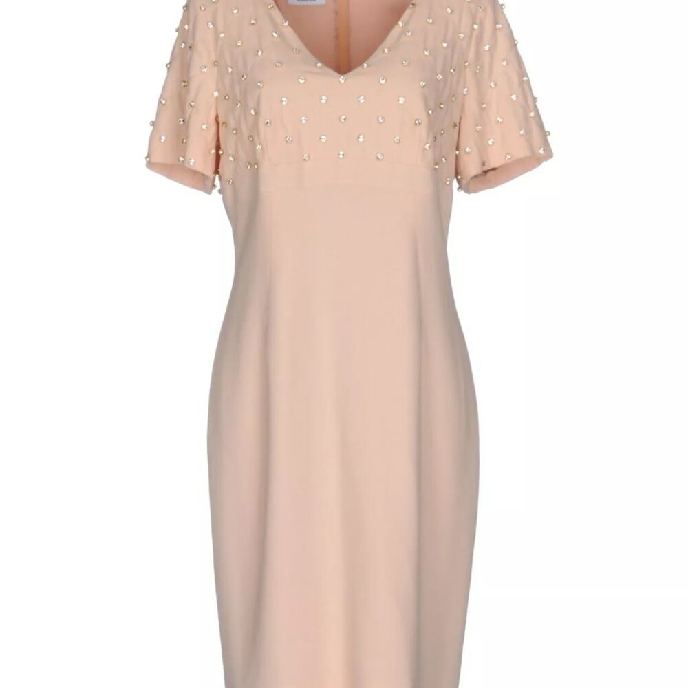 $2195 MOSCHINO Couture BARBIE SWAROVSKI Crystal SAND Pink USA 8 IT 40 Dress